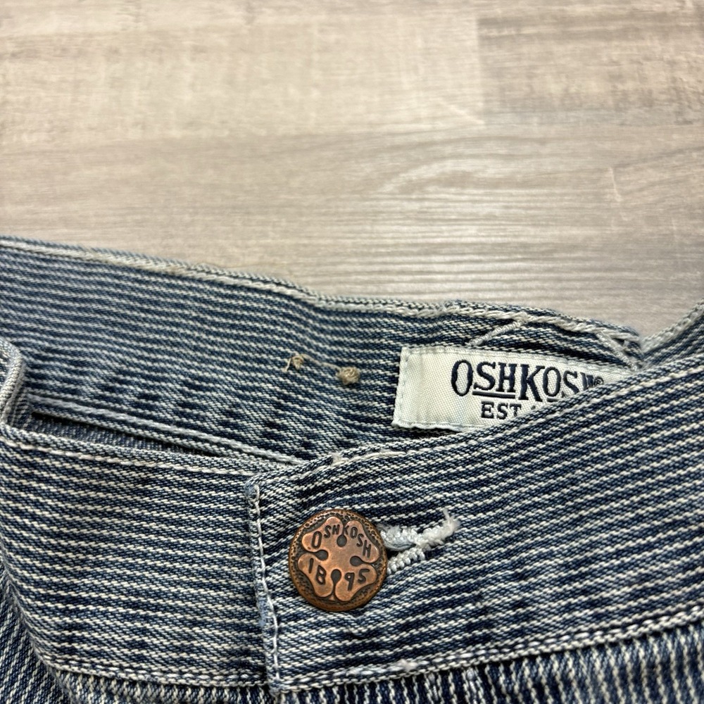 OshKosh B'gosh Vintage Hickory Striped Work Pants Railroad Women 12 Short Blue - Picture 7 of 16